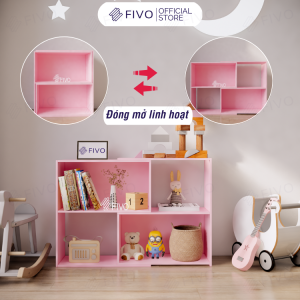 Kệ Sách Cho Bé Màu Hồng FIVO FB71 Chất Liệu Gỗ Cao Cấp An Toàn Nhiều Màu Sắc Decor Xinh Xắn
