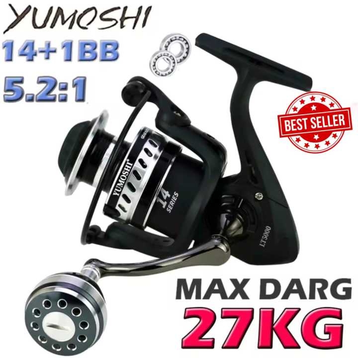 Yumoshi Fishing Reel 5.2:1 Spinning Fishing Reel Ball Bearings