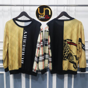 Sweater Wanita Atasan Motif Gambar Burbery Brown