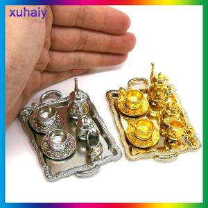 xuhaiy 10 cái 1: 12 Dollhouse đồ nội thất thu nhỏ đồ ăn kim loại tách trà Tấm đặt