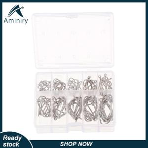 Aminiry[Love sports] 100pcs box Fishing Hooks Carbon Steel Single Circle Fishhook Fishing Accessories
