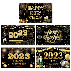 Happy New Year Banner Home Decorations Photography Sign New Years Party Large Fabric Sign Poster Background Banner