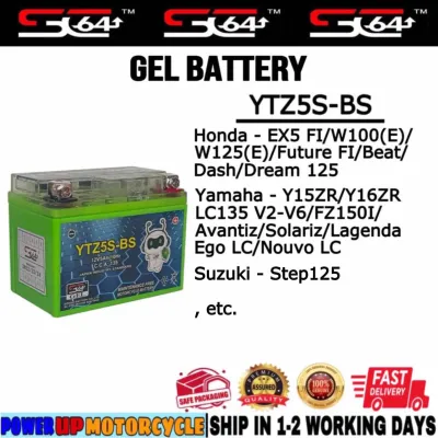 YTZ5S-BS YTZ5S BT4 SCPRO SC64 BATTERY BATERI GEL EX5 FI W125 FUTURE DASH EGO NOUVO LC135 V2-V6 Y15ZR Y16 YUASA KING