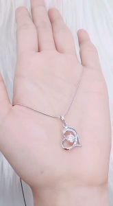 Kalung Titanium Rantai Belut Permata Love Cantik Dan Elegant