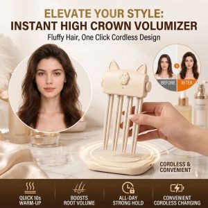 Wireless Charging Hair Volumizing Clamp High Crown Root Lifting/Ionic Heating Cordless Styling Tool/Quick Volume Boost/For Flat Hair Women Home Use