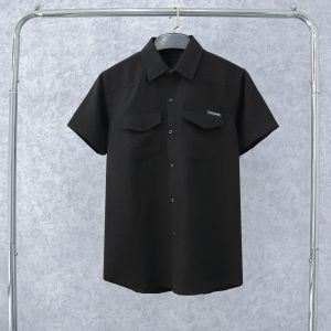 Áo sơ mi nam nữ tay ngắn chất vải đũi  cao cấp phối chữ túi mẫu-ATC77 SHOP