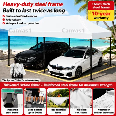 ☔3 layers thickened☔Night Market Canopy 6x6 8x8 10x10 10x15 10x20Ft Full Black pole Frame Folding Canopy Kanopi Penuh Khemah Rangka Besi Pasar Malam Niaga Kanopi Bazar Pasar Malam Khemah Niaga Payung Niaga