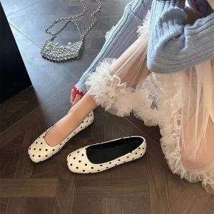 [Free Shipping] 2026 Spring Collection: WomenS Shallow-Toe Square-Toe Flat Loafers New Style Polka Dot Slip-On Comfortable Single Shoes For Outdoor Wear
