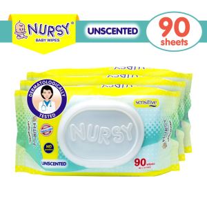 Nursy Baby Wipes Unscented 90s x 3