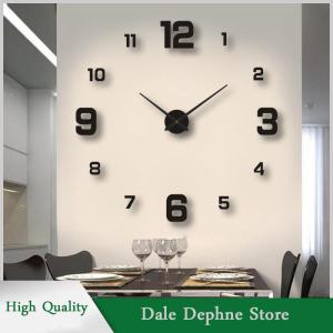 [Dale Dephne] นาฬิกาแขวนผนังแบบทำมือสำหรับบ้านสำนักงานไร้กรอบนาฬิกาติดผนัง3D ทันสมัยสติกเกอร์กระจกนาฬิกาแขวนผนังดีไซน์ห้องโรงแรมของตกแต่งโรงเรียน