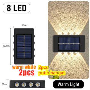 2 2 buah lampu sel surya lampu LED lampu dinding lampu taman lampu atas dan bawah lampu dekoratif luar ruangan lampu jalan lampu banjir lampu taman  Lampu dinding tenaga surya tahan air otomatis menyalakan lampu saat gelap