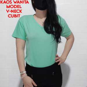 JESETA FASHION: Kaos Atasan Wanita V Neck Cubit Grosir Murah