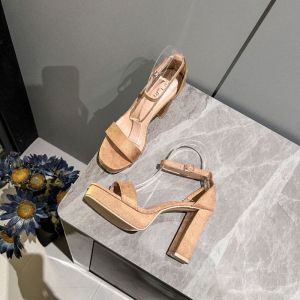 DS SHOE 966-3 TRENDY SUEDE 5INCHES BLOCK HEELS FOR WOMEN