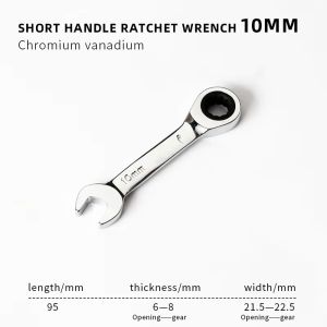 MASTERYX 1Pcs 72 Teeth Ratchet Socket Spanner 6-19mm Reversible Combination Stubby Single Wrench Short Handle Nut Repair Tool