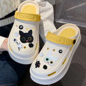 LHSunday ขายดี รองเท้าแตะแฟชั่นหัวโตผู้หญิง มาพร้อมเซ็ตตัวติดลวดลายน้องแมว ติดแล้วแมทช์เข้ากันมาก พื้นนิ่มใส่สบายด้วยนะ งานดีงานสวยแบบนี้ต้องไม่พลาด