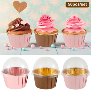 50pcs 3oz Colored Foil Cupcake Liner Shiny Aluminum Liner Baking Muffins Cup Paper Cupcake Wrappers
