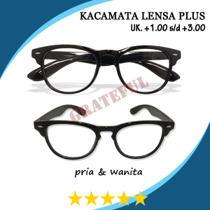 Kacamata Plus Untuk Rabun Jarak Dekat Membaca Bacaan Kurang Jelas Frame Oval Ukuran +1.00 s/d +3.00 Untuk Pria Wanita Frame Hitam Lensa Bening