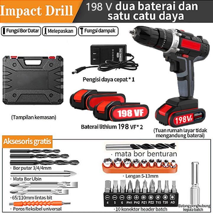Bor Tanpa Kabel / Bor Listrik 98V198V-Bor Listrik Set-Bor Tangan ...