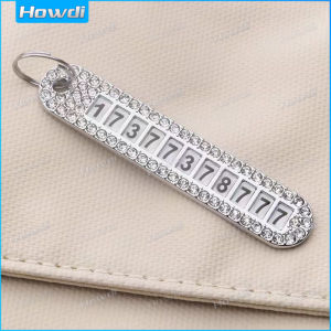 Women Anti-Lost Phone Number Plate Car Keyring Pendant Auto Vehicle Keychain Cellphone Number Card