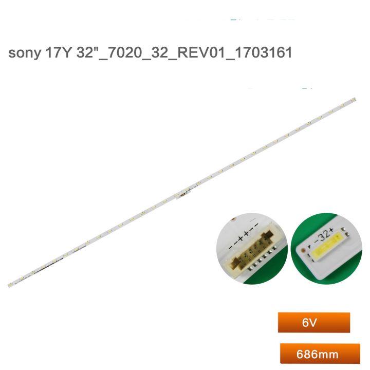 Bande LED Rétroéclairage Pour TV Sony KDL-32WE613 / KDL-32WE615 / KDL-32WE610 Etc. - 686 Mm, 36 LED - Collante Double Face