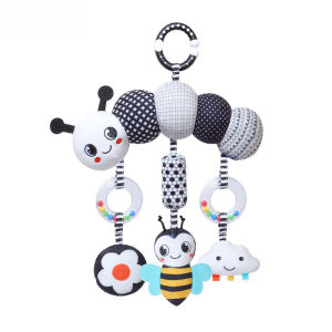 SKISOPGO Baby Sensory Hanging Rattles Soft Learning Toy Plush Animals Stroller Infant Car Bed Crib with Teether for Babies