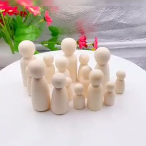 FFBH DIY 20pcs Male Female Blank Handmade Natural Wood Wedding Decoration Unpainted Figures Wooden Peg  Wood Crafts R7Q2P