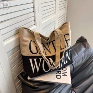 Tote Bag Kanvas Wanita Dual Warna Import • Tas Jinjing Gentle Woman Model Korea Viral GW01 Resleting Ukuran Besar