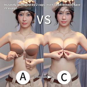 เสื้อชั้นในเซ็กซี่ปิดด้านหน้าสำหรับผู้หญิงที่มองไม่เห็นมีเข็มขัดพยุงหลังสีดอกกุหลาบ