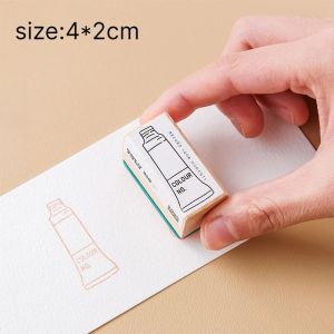 Con dấu cao su gỗ mới dành cho họa sĩ màu nước bảng màu sơn con dấu trang trí sổ phác thảo DIY đồ dùng văn phòng phẩm vẽ tranh nghệ thuật.