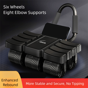 PRIMEPICKGLOBAL 8 Elbow Abdominal Wheel 6 Wheels Automatic Rebound Exercise Roller Upgrades Reduce Belly Workout Wheel Home Gym
