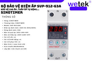 Rơ le bảo vệ điện áp 220V dòng lớn 63A cao áp thấp áp mất trung tính Sinotimer SVP-912-63A LED hiện điện áp