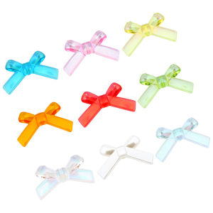 4pcs/Lot Plastic Acrylic Shiny Color 34x20mm Butterfly Bowknot Bows Beads Charm for Necklace Bracelet Earring Hair Ornaments Making DIY Jewelry Beads Accessories
