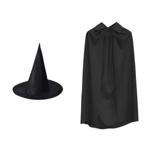 Witch Costume Accessories Includes Witch Cloak Witch Hat Halloween Cloak Costume for Kid Adult Halloween Cosplay Party