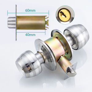 【SG Stock】Cylindrical Lock Stainless Steel Round Knob Door Lock Key Lock Security Bedroom HDB Lock