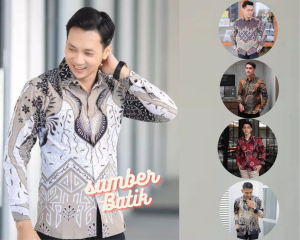 Kemeja Batik Pria Lengan Panjang Baju Batik Pria Batik Pekalongan Kemeja Batik Modern Kemeja Kantor Pria Batik AB8111
