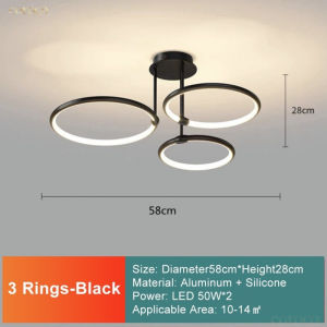[In Stock]Modern Ceiling Chandelier Led Living Room Dining Room Luxury Gold Aluminum Black Ceiling Light