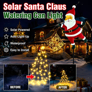 FM Santa Claus Solar Light Outdoor Christmas Decorations Waterproof Solar Powered Santa Figurine Garden Lawn Light Festive Yard Patio Decor