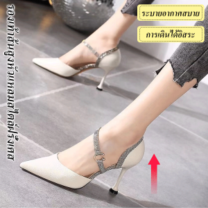 ฤดูร้อนรองเท้าลำลองกริชชี้นิ้วเท้า รองเท้าส้นสูงกลวง รองเท้าส้นสูงของผู้หญิง ที่พัฒนาโลหะสำหรับผู้หญิง 6-12 ปริมาณ