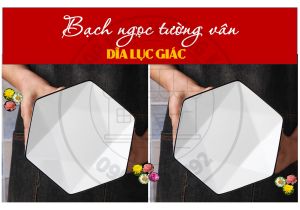 DĨA LỤC GIÁC GỐM SỨ BẠCH NGỌC TƯỜNG VÂN