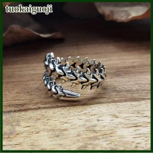 tuokaiguoji แหวนย้อนยุคปรับได้แหวนทรงตะขาบแนวพังก์แบบกอธิคสำหรับทุกเพศเครื่องประดับอุปกรณ์เสริมสำหรับเป็นของขวัญ