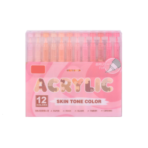 Liquid Acrylic Marker 12 Color Acrylic Pen Brush Marker for Journaling Scrapbooking Painting School Art Craft