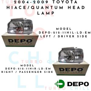 DEPO-212-11H1-LD-EM 2004-2009 TOYOTA HIACE/QUANTUM HEAD LAMP UNIT ECE.ELEC/MANUAL