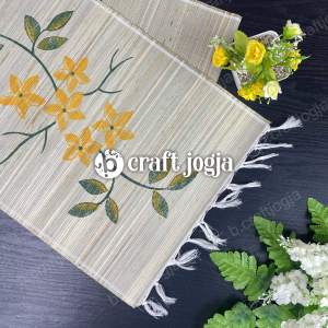 Taplak Meja Tamu Tenun Bahan Mendong Motif Ukuran Panjang 150 & 200 cm Aesthetic Kerajinan Jogja