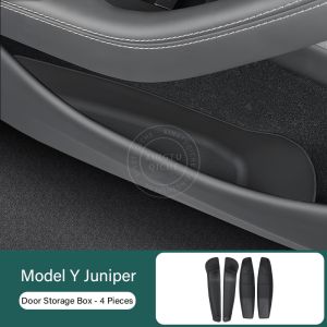 For 2025 Tesla Model y Juniper Car Door Storage Pad Leather Storage Cover Car Supplies Accessories