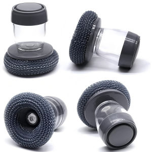 Automatic Dishwashing Brush with Built-in Soap Dispenser Scrub Pot Cleaner Multi-functional Kitchen Scrubber Easy Grip
