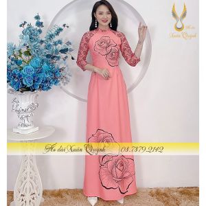 Áo Dài Lụa Habutai Hoa Hồng Trẻ Trung Thanh Lịch K78 - Áo Dài Truyền Thống