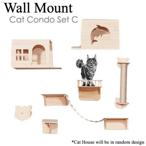 [Bundle Set] Wall Install Cat Haven Cat Playground Fun Space Wall Hanging Hammock Transparent Capsule Sisal Scratch Pole Cat Climbing House