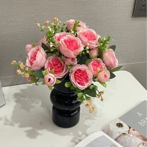 LUMIYA Faux Silk Artificial Flowers Long Stem DIY Artificial Fake Roses Vintage Realistic Touch Bridal Bouquet Home Wedding Bridal