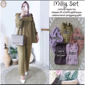Milly One Set katun// Setelan Wanita Kekinian//