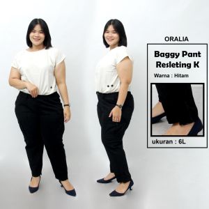celana jumbo baggy pant resleting K / big size / jumbo kantor formal / hitam capucino moca abu cream